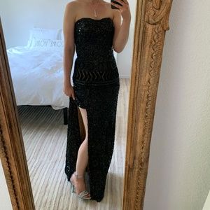 Black Sequin Gown Prom Dress